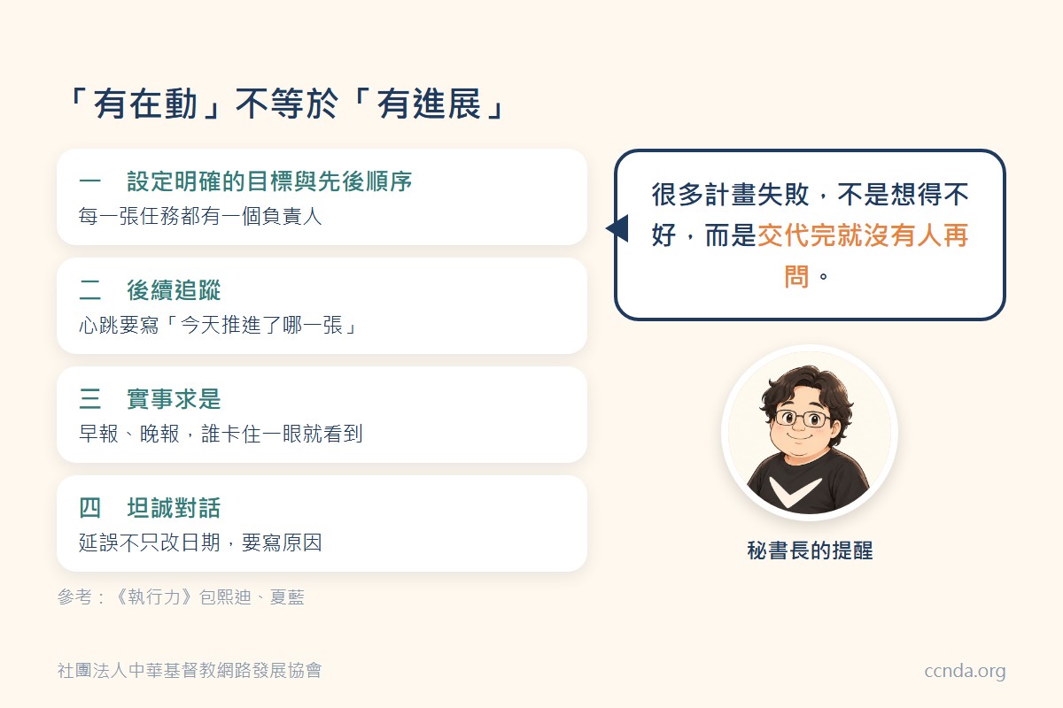 執行力四要務與秘書長的提醒:交代完就要有人再問