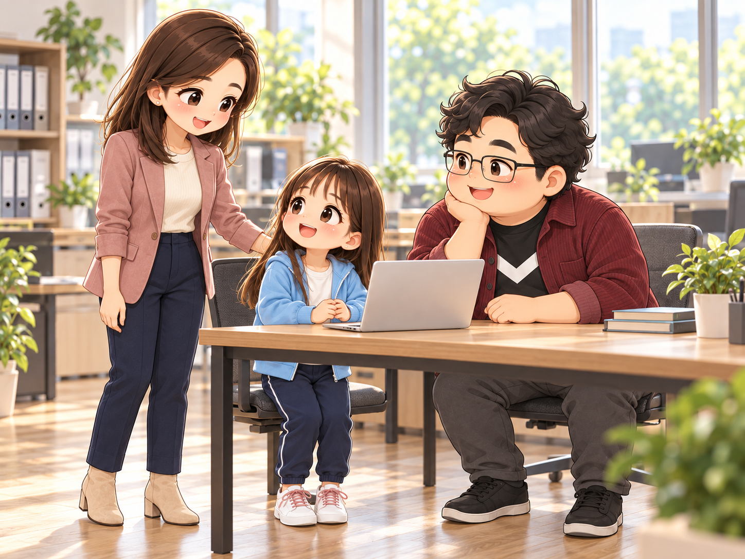 協會日常第11話,小秘陪著小芯向熊哥說明已完成的準備,桌上筆電背面只有銀色外殼