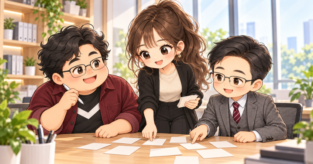 協會日常第13話,熊哥、傑克與以諾兒在辦公室討論聖經遊戲構想,秋季Q版封面