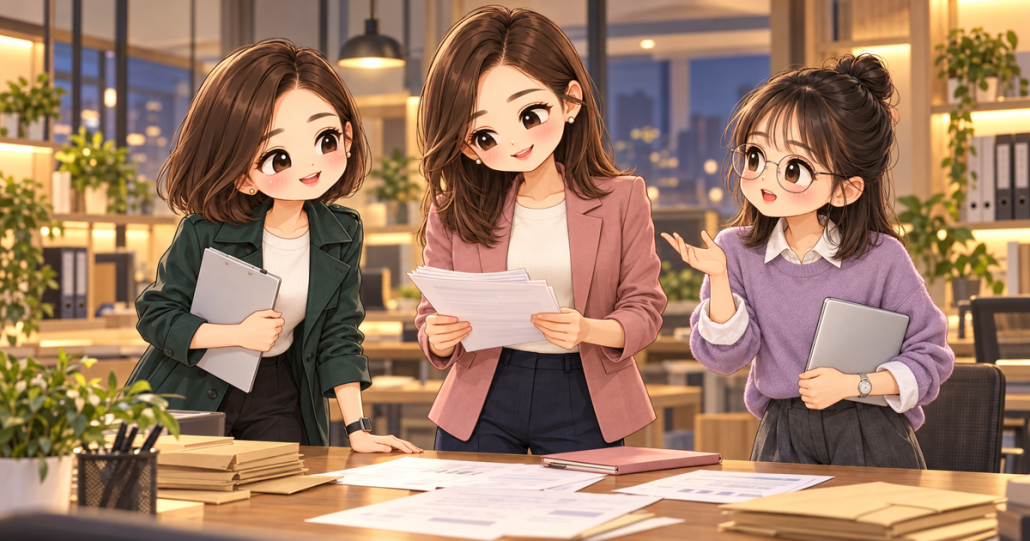 協會日常第21話,小薇、小秘與小甯面對會員大會通知寄出後的出席問題的秋季Q版封面