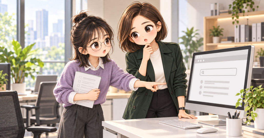 協會日常第27話,小薇與小甯討論首頁搜尋問題的秋季Q版封面